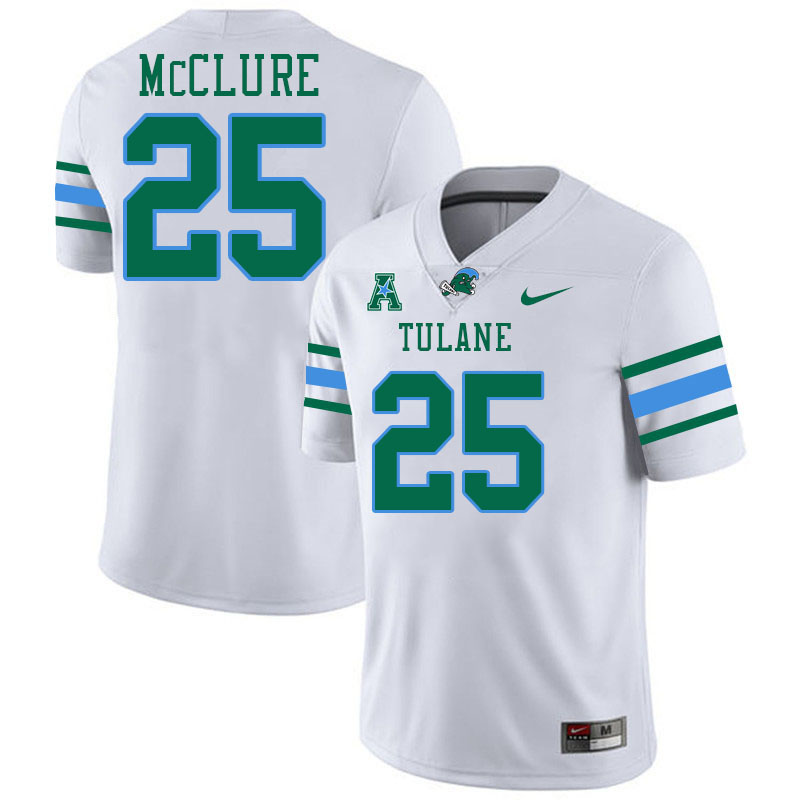 #25 Jamauri McClure Tulane Green Wave Jersey College Football Uniforms,Apparels Stitched-White